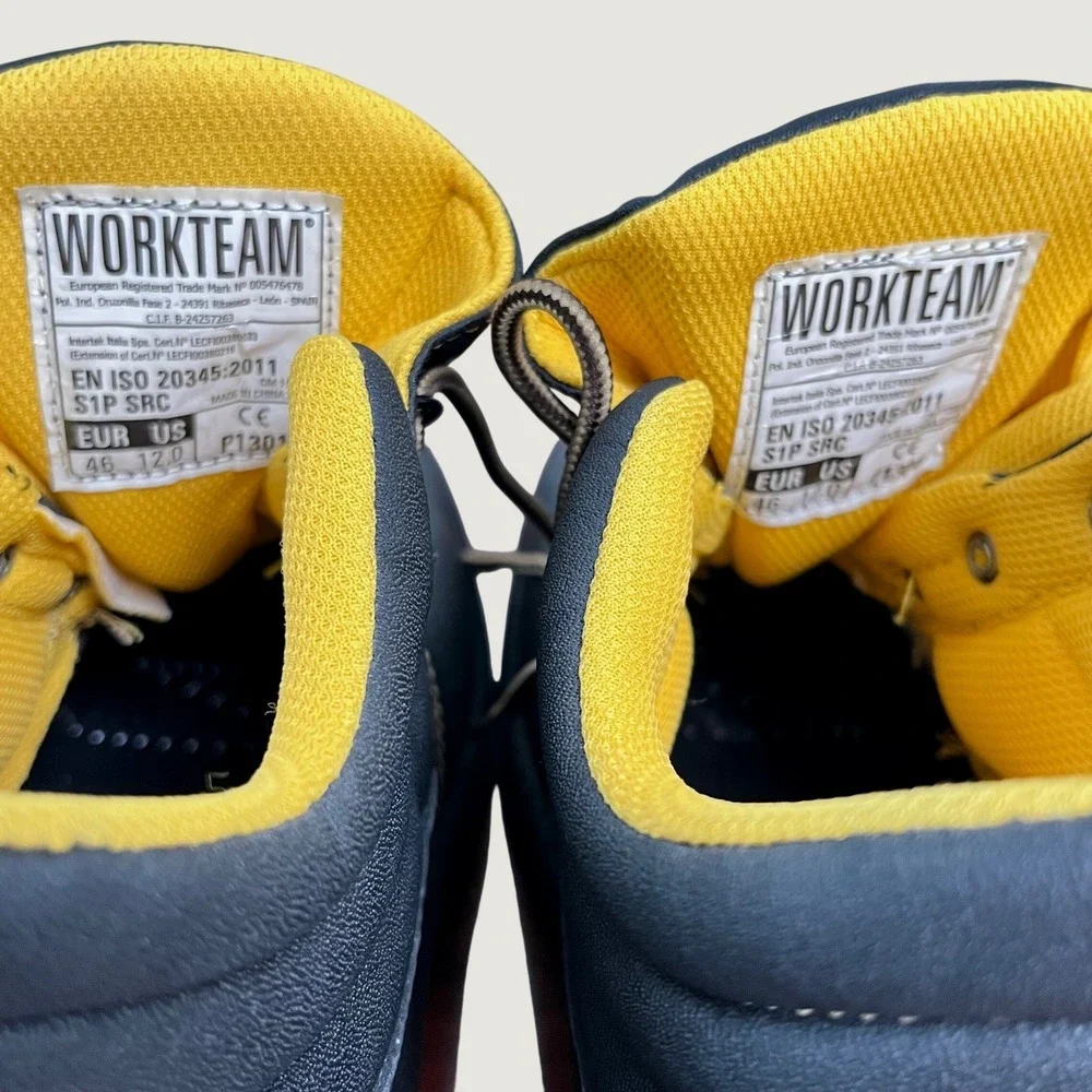 Workteam Leather Safety Work Boots 12 Black P1301 S1P SRC Steel Toe Industrial